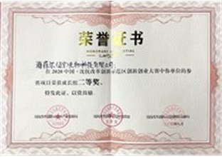 海菲尔企业荣誉证书